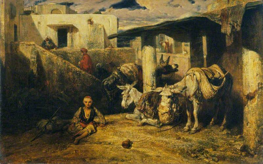 Asses Resting:  A Turkish Scene, vintage artwork by Alexandre-Gabriel Decamps, A3 (16x12") Poster Print