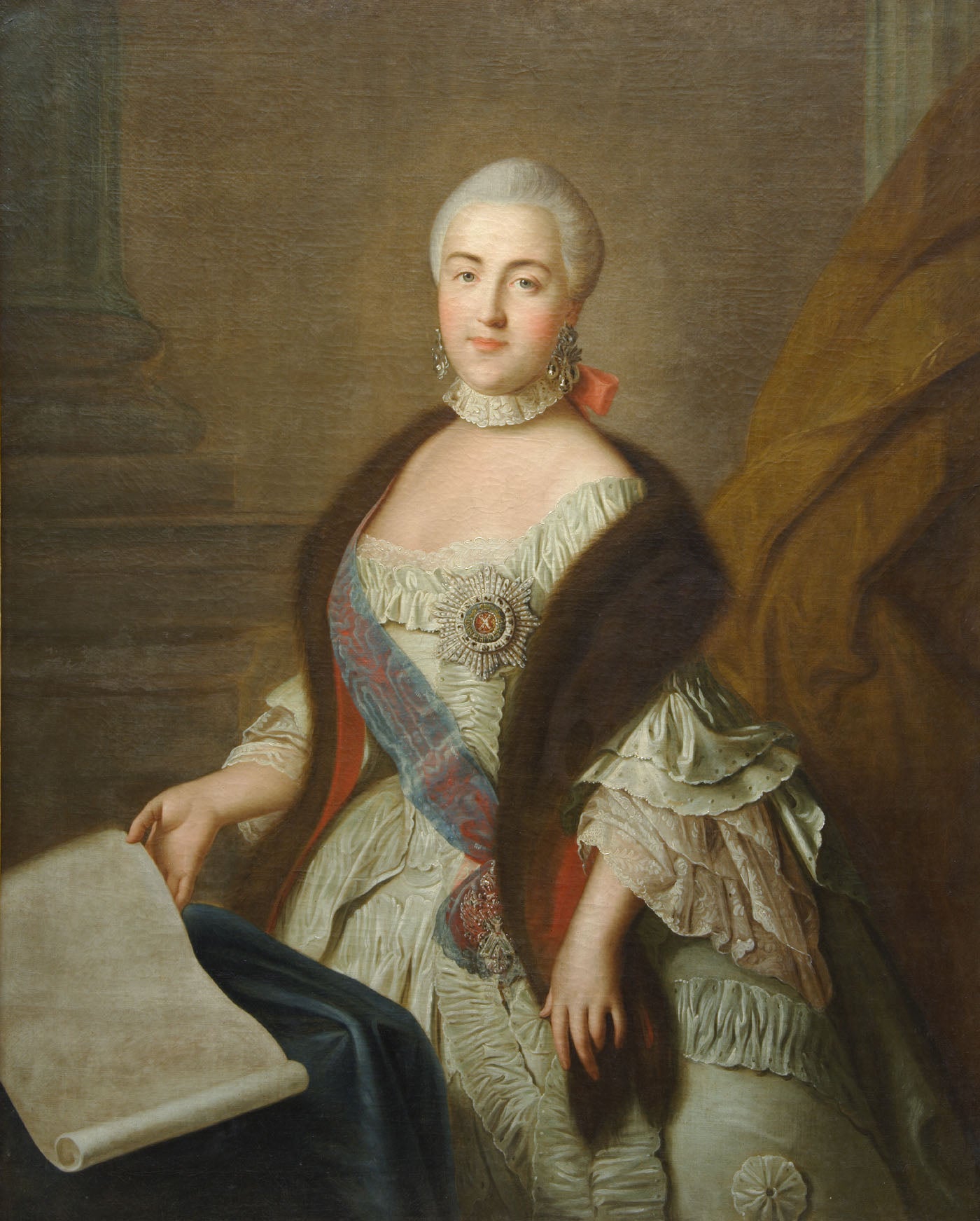 Grand Duchess Catherine Alexeyevna (Catherine I) (1729-1796), vintage artwork by Ivan Argunov, 12x8" (A4) Poster