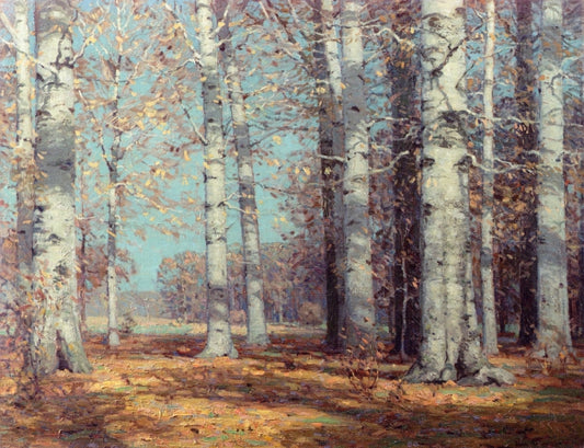 Autumn Beeches, vintage artwork by John F. Carlson, 12x8" (A4) Poster