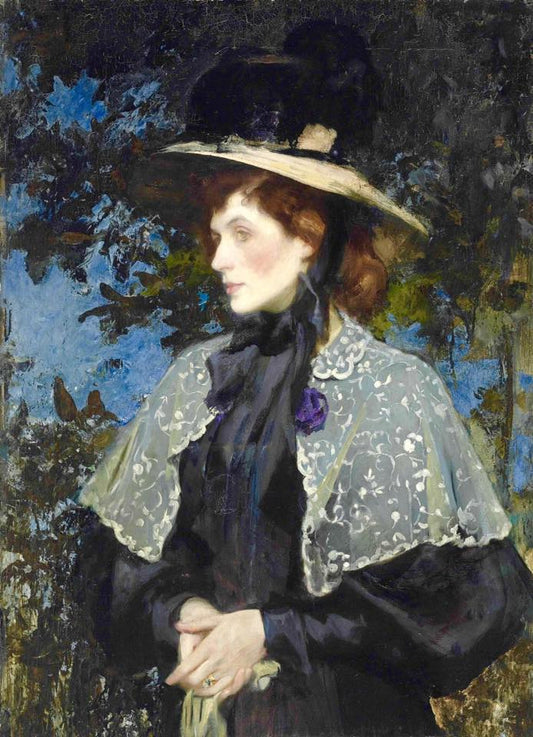 Portrait of Florence, the artist's wife, vintage artwork by Sir James Jebusa Shannon, 12x8" (A4) Poster