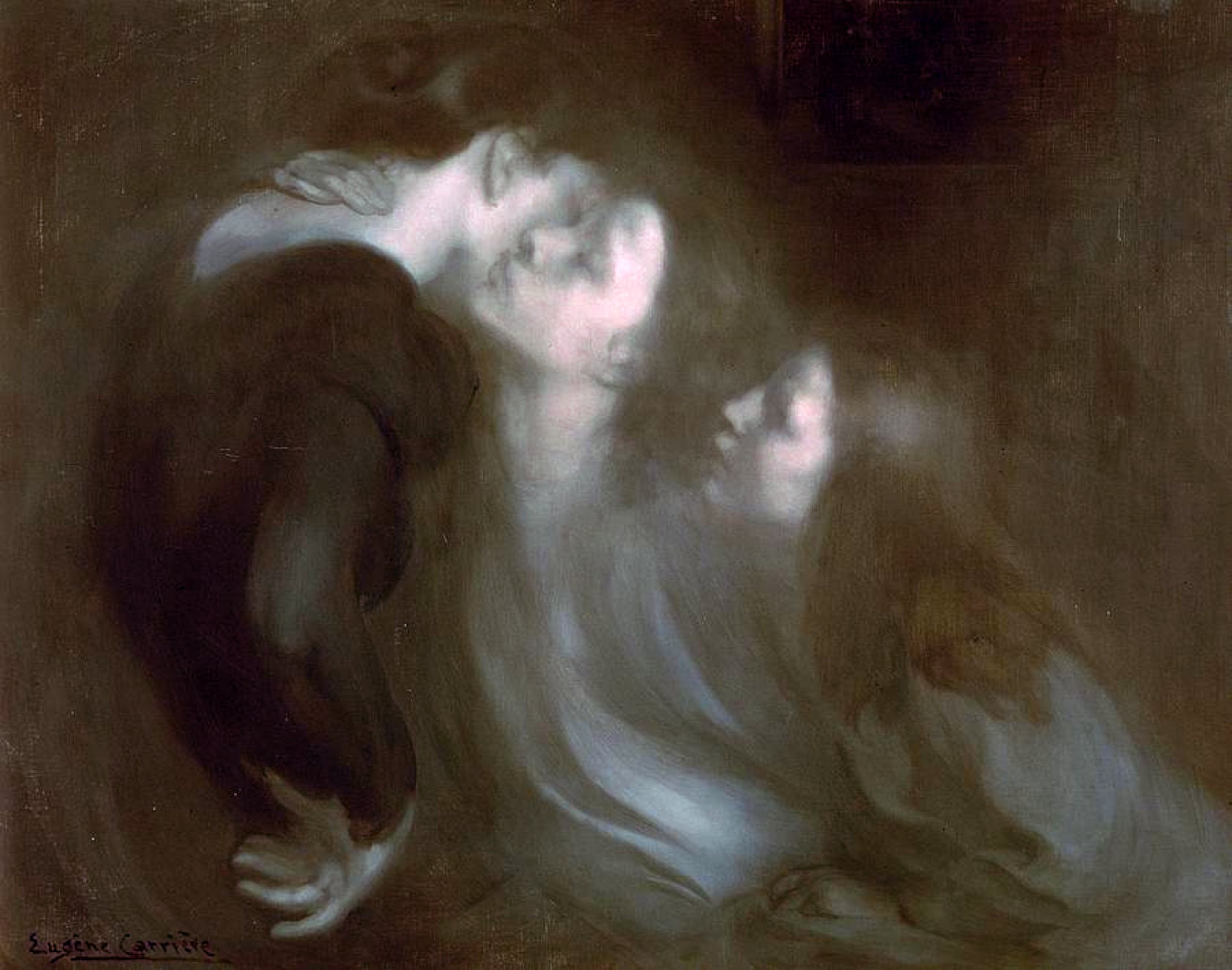 Mother's Kiss, vintage artwork by Eugène Carrière, 12x8" (A4) Poster