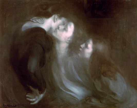 Mother's Kiss, vintage artwork by Eugène Carrière, 12x8" (A4) Poster