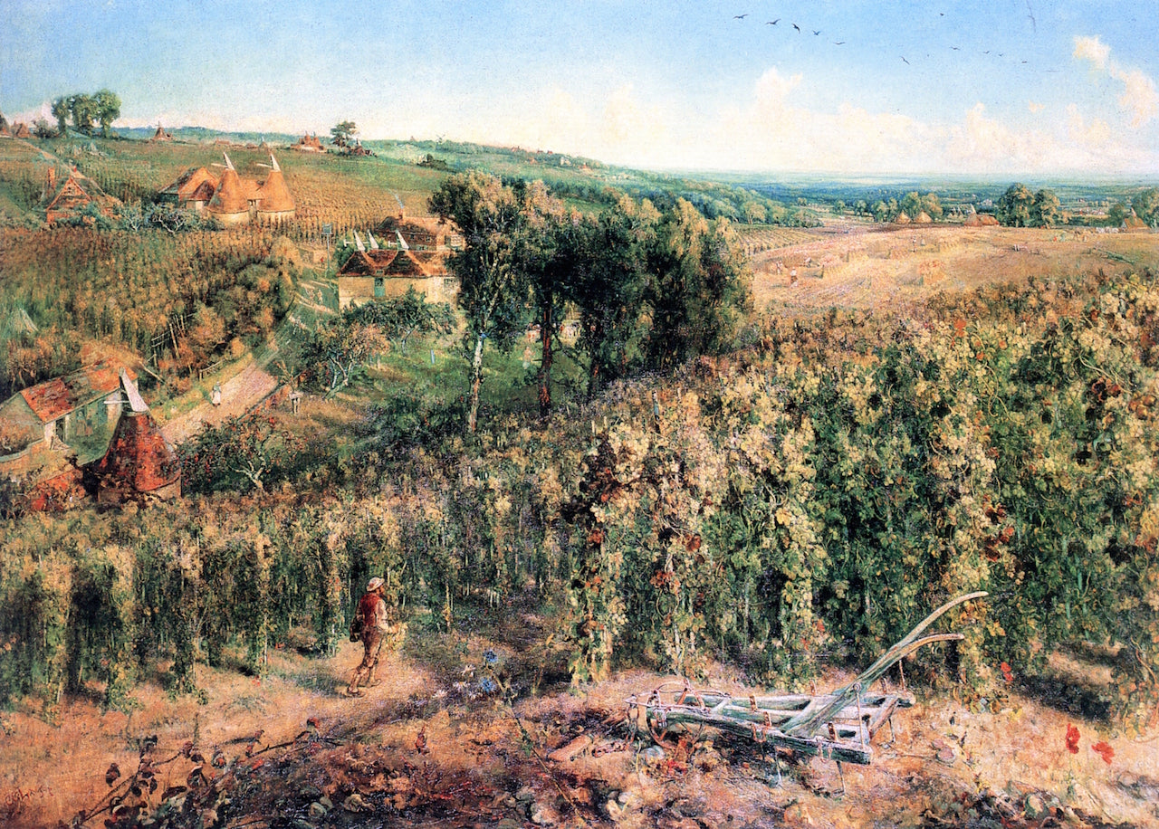 The Hop Gardens of England, vintage artwork by Cecil Gordon Lawson, 12x8" (A4) Poster