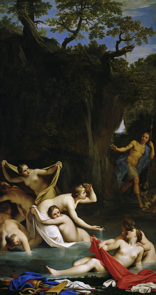 Story of Venus and Diana - Diana and Actaeon, vintage artwork by Marcantonio Franceschini, 12x8" (A4) Poster