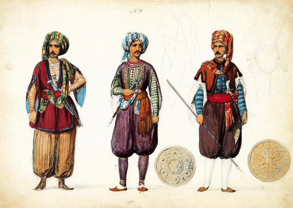 Costume Design for August Bournonville's Ballet Abdallah: Ismaeal's Sons, vintage artwork by Edvard Lehmann, A3 (16x12") Poster Print