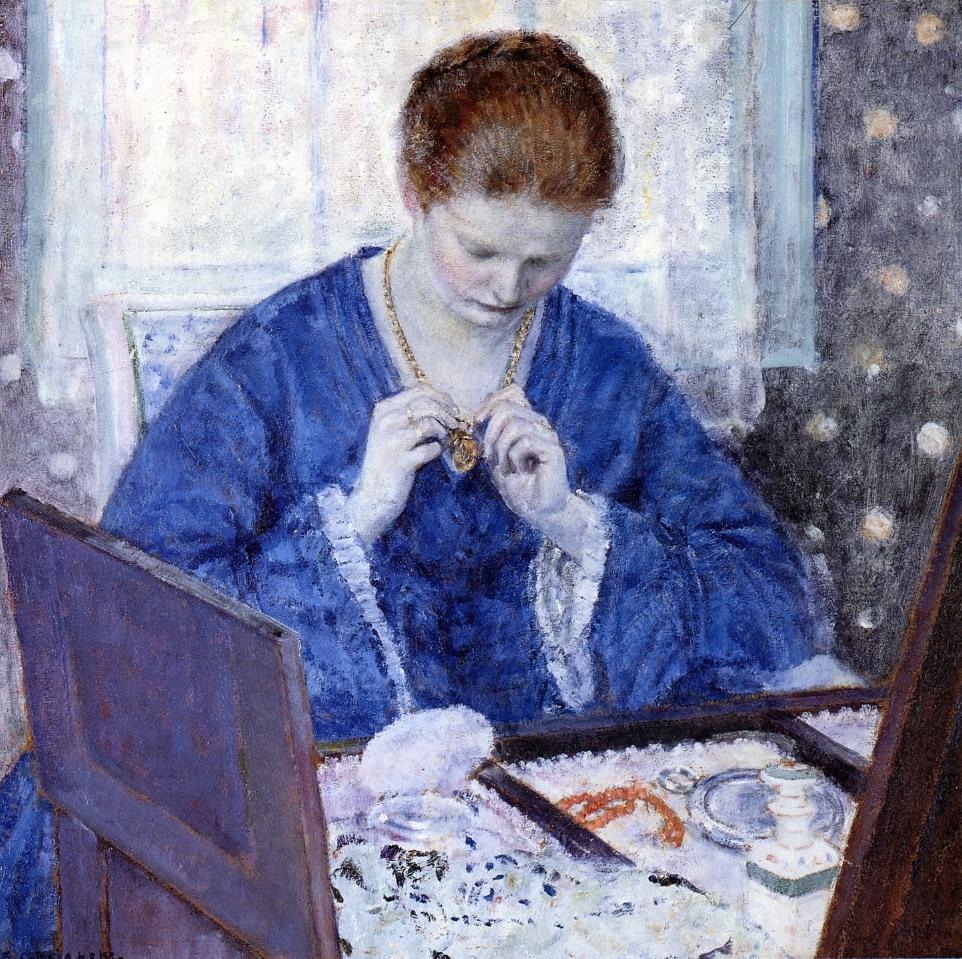 The Gold Locket, vintage artwork by Frederick Carl Frieseke, 12x8" (A4) Poster