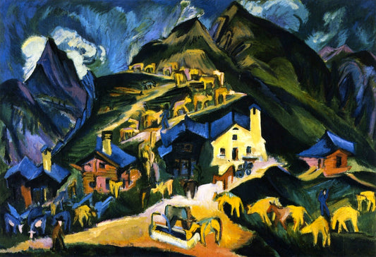 Albauftrieb, vintage artwork by Ernst Ludwig Kirchner, 12x8" (A4) Poster