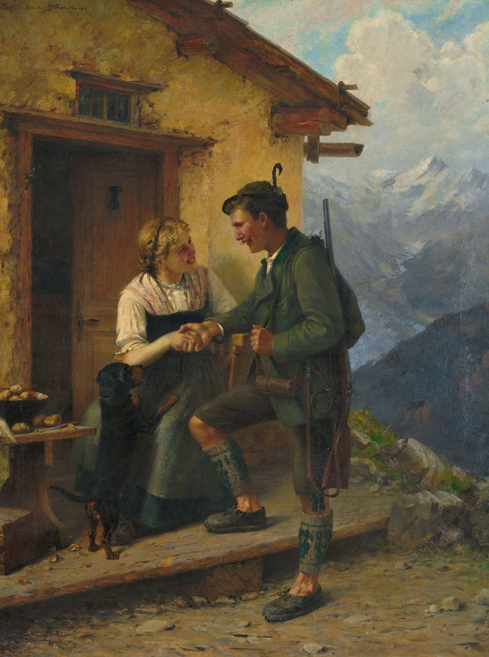 Hunter visiting the dairymaid by Theodore Kleehaas,A3(16x12")Poster