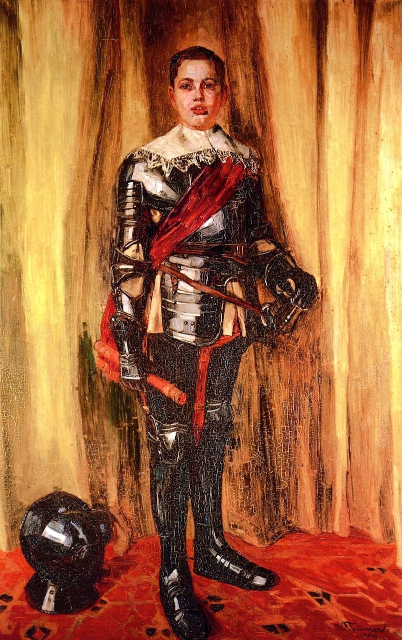 Jörg Trübner in Rüstung, vintage artwork by Wilhelm Trübner, 12x8" (A4) Poster