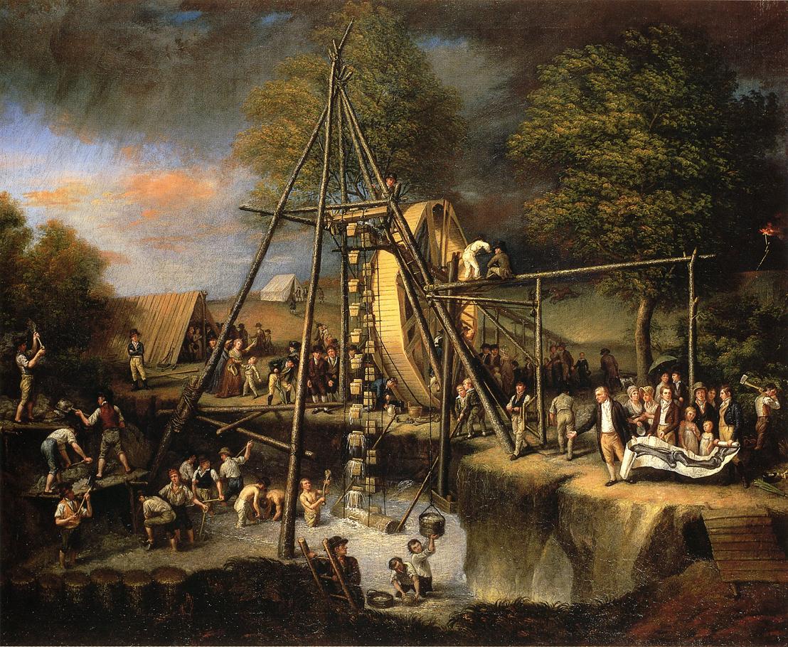 Exhumation of the Mastadon, vintage artwork by Charles Willson Peale, 12x8" (A4) Poster
