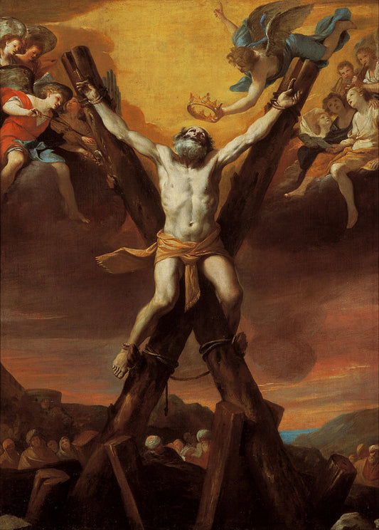 The Crucifixion of Saint Andrew, vintage artwork by Mattia Preti, 12x8" (A4) Poster
