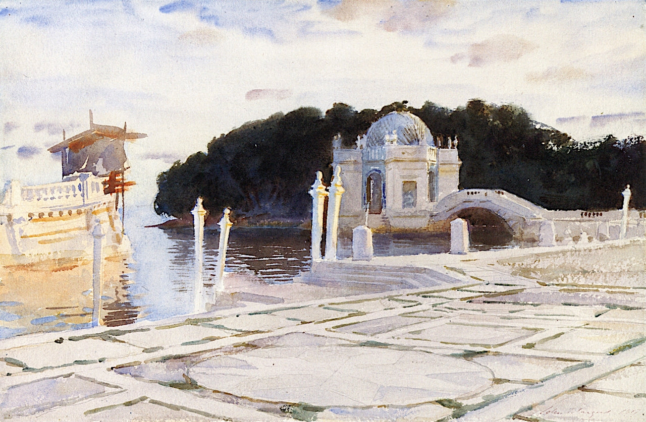 The Basin, Vizcaya, vintage artwork by John Singer Sargent, 12x8" (A4) Poster