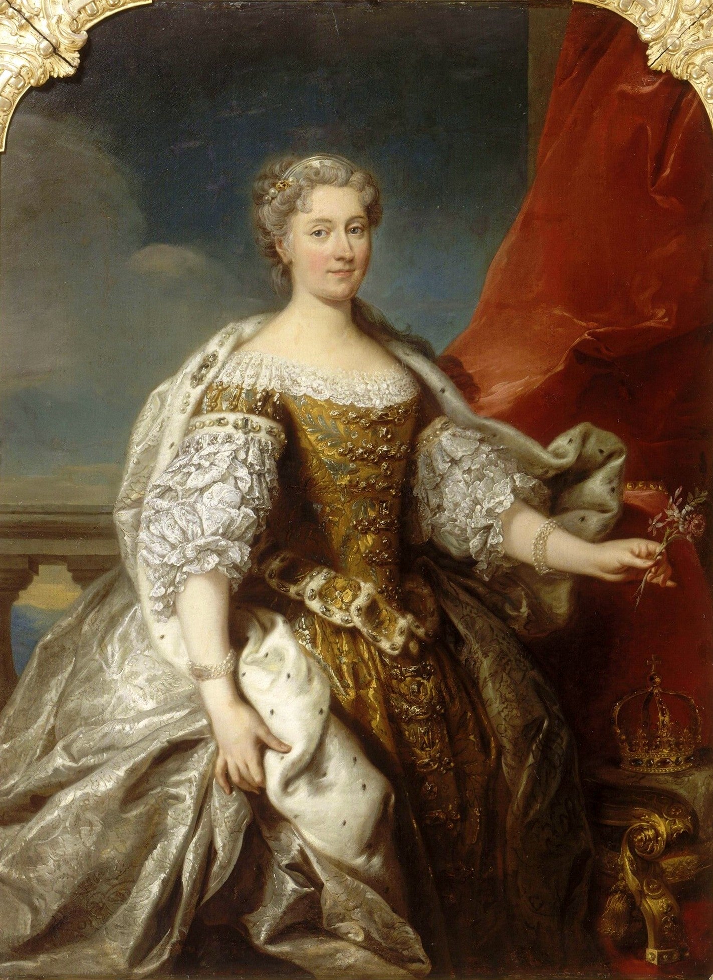 Portrait of Catherine Opalińska, Queen of Poland, vintage artwork by Jean-Baptiste Van Loo, 12x8" (A4) Poster