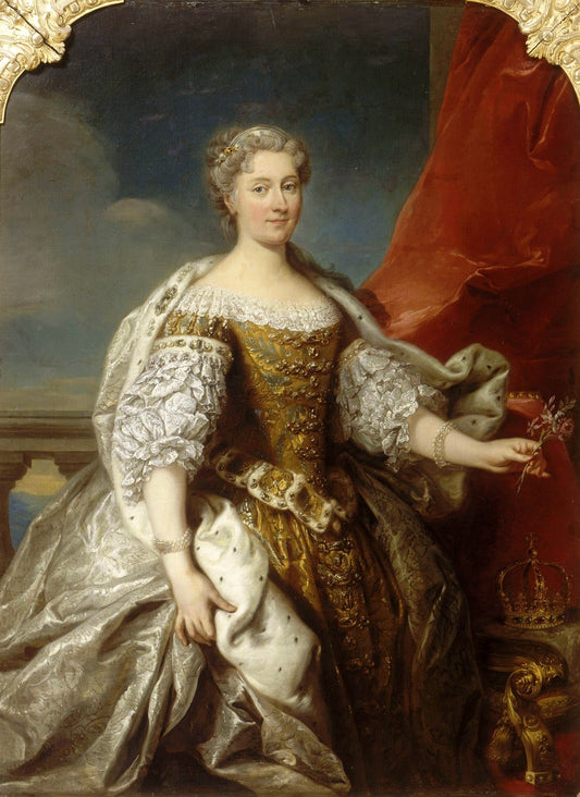 Portrait of Catherine Opalińska, Queen of Poland, vintage artwork by Jean-Baptiste Van Loo, 12x8" (A4) Poster