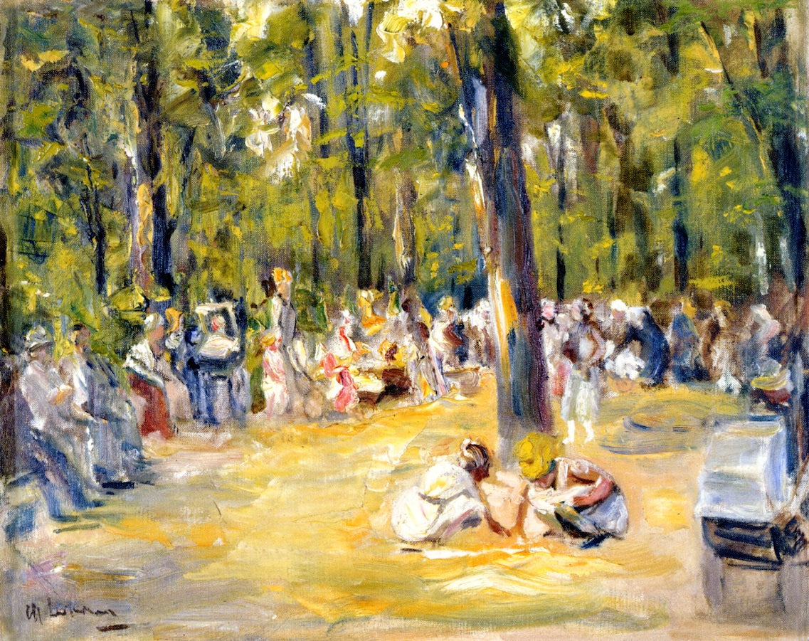 Children's Playground in Tiergarten in Berlin, vintage artwork by Max Liebermann, 12x8" (A4) Poster