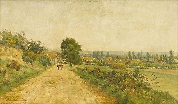 Road to Giverny, vintage artwork by Mario Carl-Rosa, 12x8" (A4) Poster