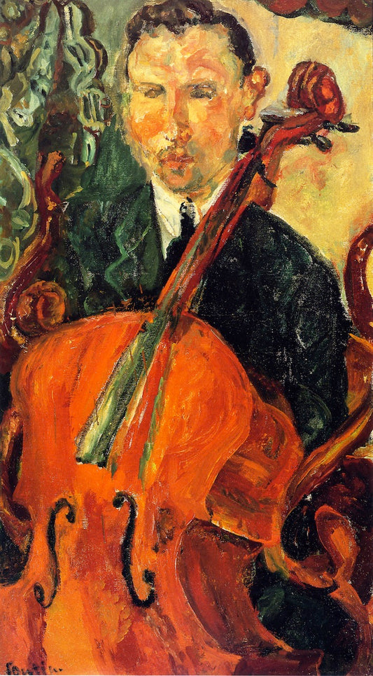 The Cellist (Serevitsch), vintage artwork by Chaim Soutine, 12x8" (A4) Poster