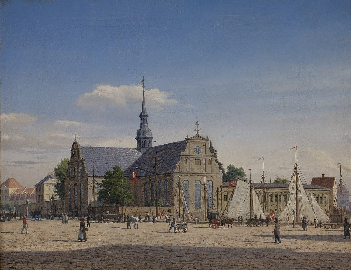 Holmen Church, vintage artwork by Heinrich Hansen, A3 (16x12") Poster Print