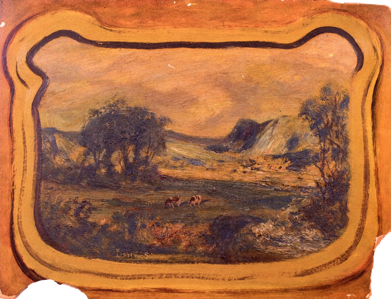 Cows in Meadow, vintage artwork by Louis M. Eilshemius, 12x8" (A4) Poster