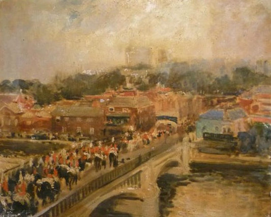 Eton Bridge, Windsor and the Horse Guards, vintage artwork by Jacques-Émile Blanche, 12x8" (A4) Poster