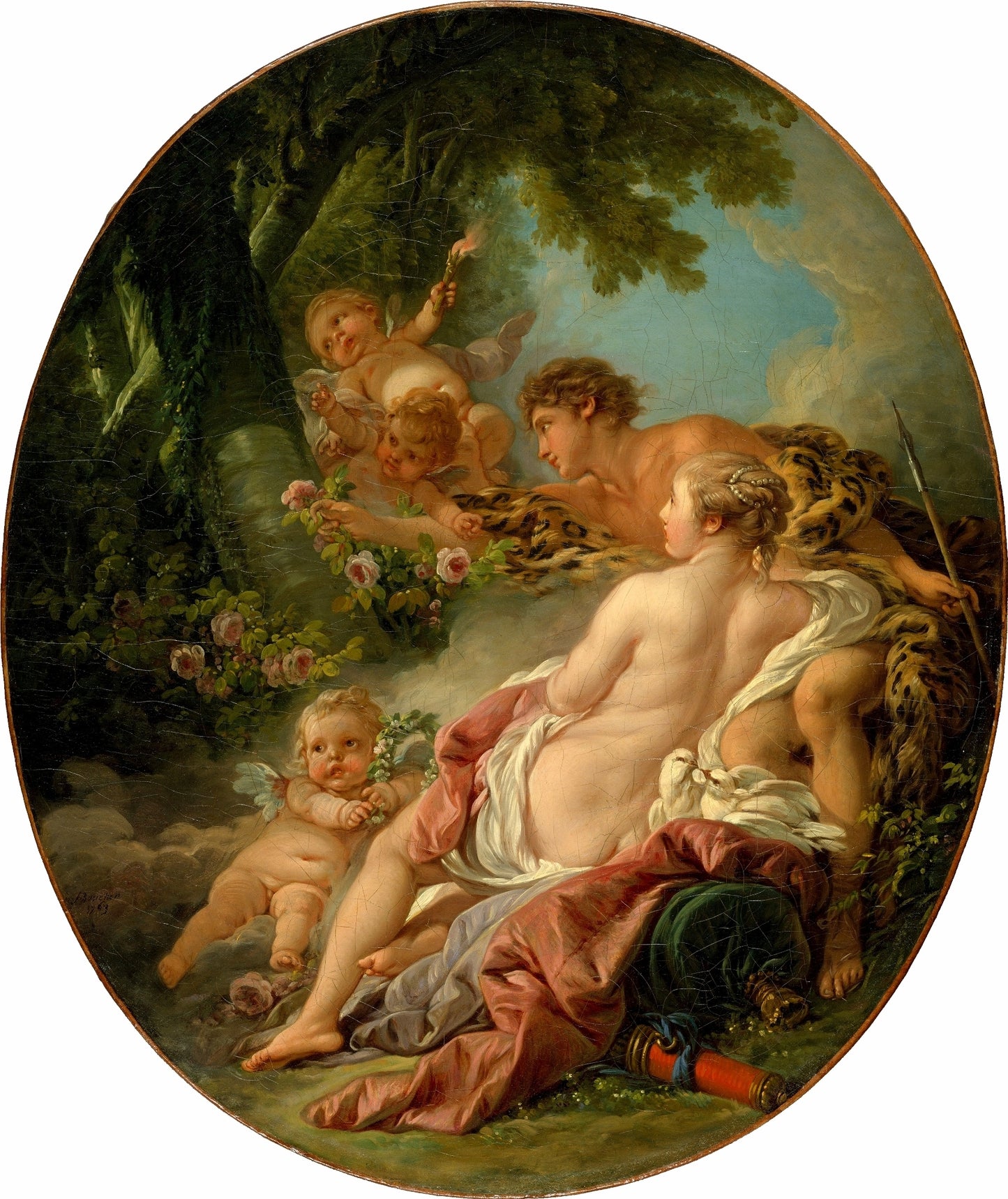 Angelica and Medoro, vintage artwork by François Boucher, 12x8" (A4) Poster