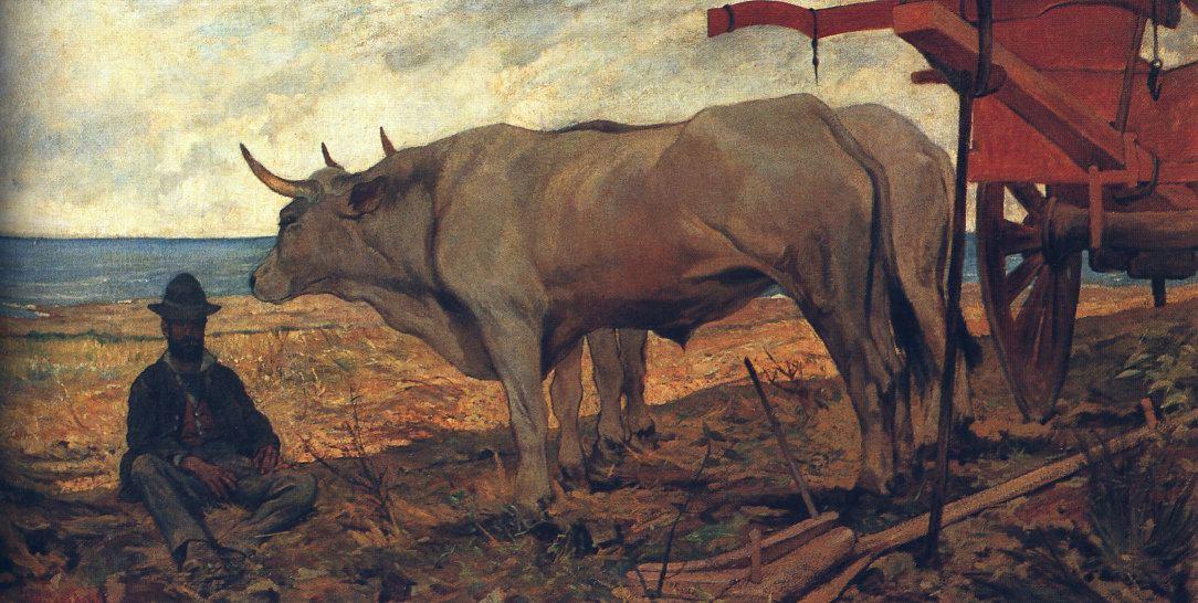 Il carro rosso, vintage artwork by Giovanni Fattori, 12x8" (A4) Poster