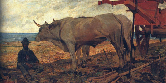 Il carro rosso, vintage artwork by Giovanni Fattori, 12x8" (A4) Poster