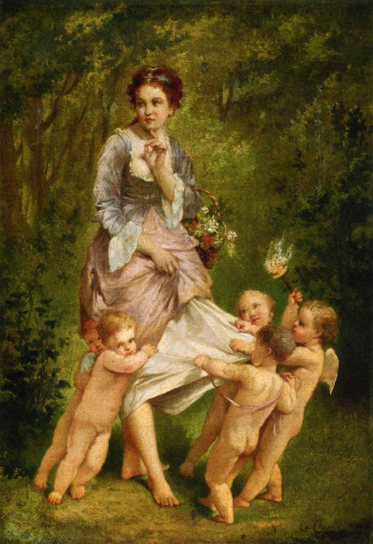 Venis with Putti, vintage artwork by Charles Chaplin, 12x8" (A4) Poster