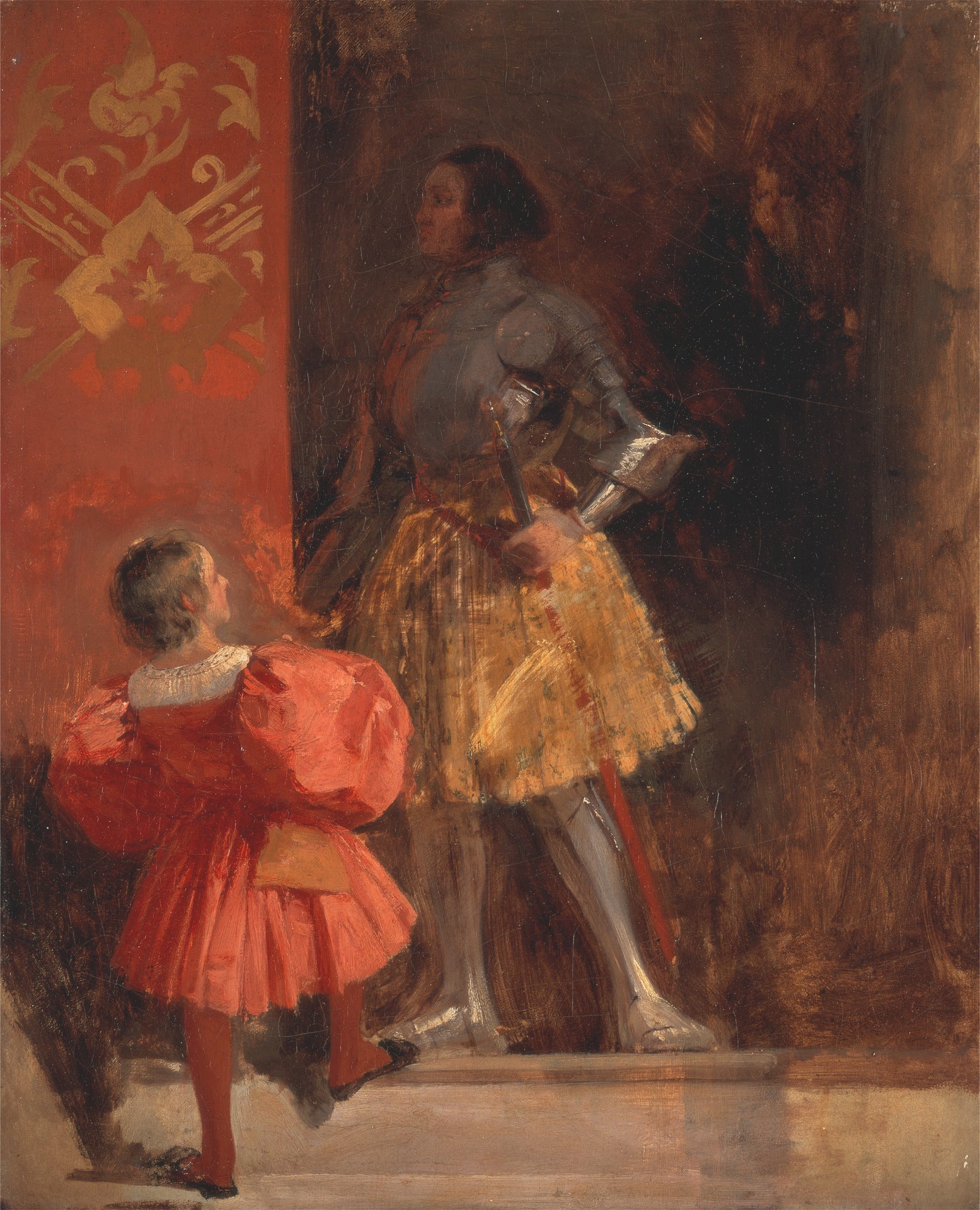 A Knight and Page (from Johann Wolfgang von Goethe’s “Götz von Berlichingen” ), vintage artwork by Richard Parkes Bonington, A3 (16x12") Poster Print