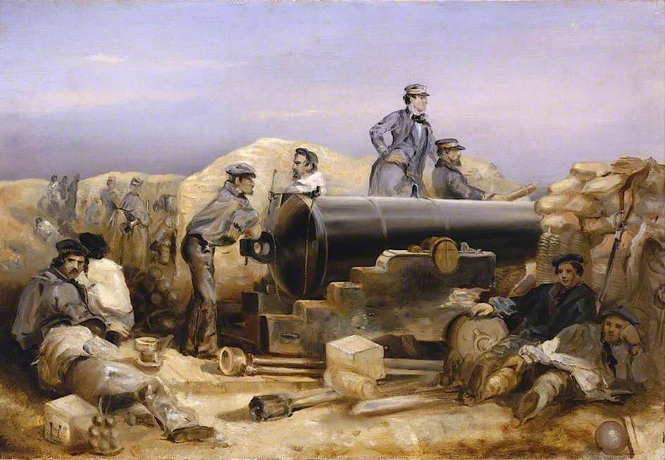 The 'Diamond' Battery at the Siege of Sebastopol, 15 December 1854, vintage artwork by William Simpson, 12x8" (A4) Poster