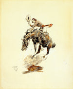 Bucking Horse and Cowgirl by Charles Marion Russell,A3(16x12")Poster