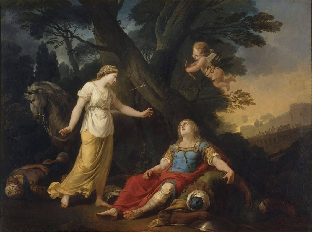 Tancrède Saved by  Herminie, vintage artwork by Joseph-Benoit Suvee, 12x8" (A4) Poster