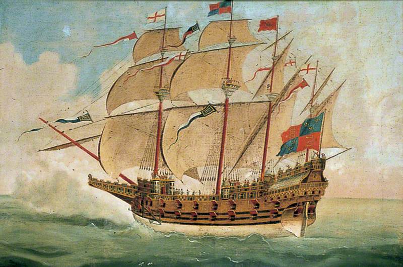 The Great Harry Warship, vintage artwork by Thomas Allen, 12x8" (A4) Poster