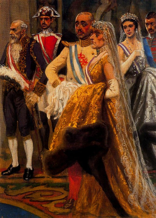 Escena palaciega, vintage artwork by Adolfo Lozano Sidro, 12x8" (A4) Poster