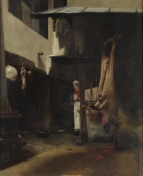 Cour de charcutier (Corner in a Butcher Shop), vintage artwork by François Bonvin, A3 (16x12") Poster Print