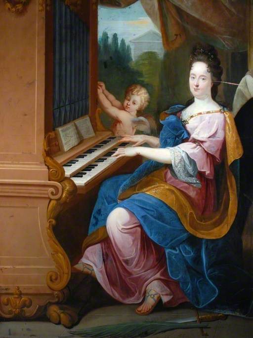 Madame de Maintenon as Saint Cecilia and a Boy, vintage artwork by Jean Jouvenet, 12x8" (A4) Poster