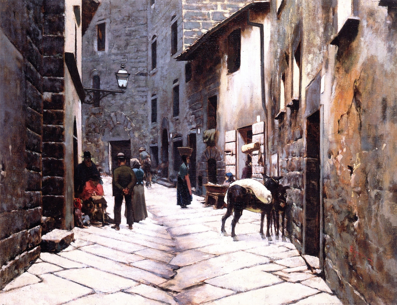 Stradina a Piancastagnaio. Monte Amiata, vintage artwork by Telemaco Signorini, 12x8" (A4) Poster