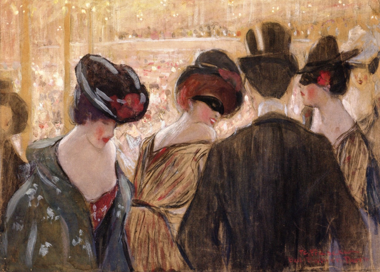 Bal-Bullier, Paris, vintage artwork by Frederick Carl Frieseke, 12x8" (A4) Poster