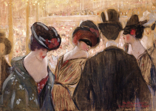 Bal-Bullier, Paris, vintage artwork by Frederick Carl Frieseke, 12x8" (A4) Poster