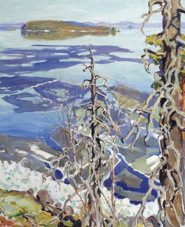 Ice Breaking up on Lake Ruovesi, vintage artwork by Akseli Gallen-Kallela, 12x8" (A4) Poster