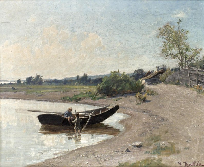 Children in a Boat by Johan Krouthen,A3(16x12")Poster