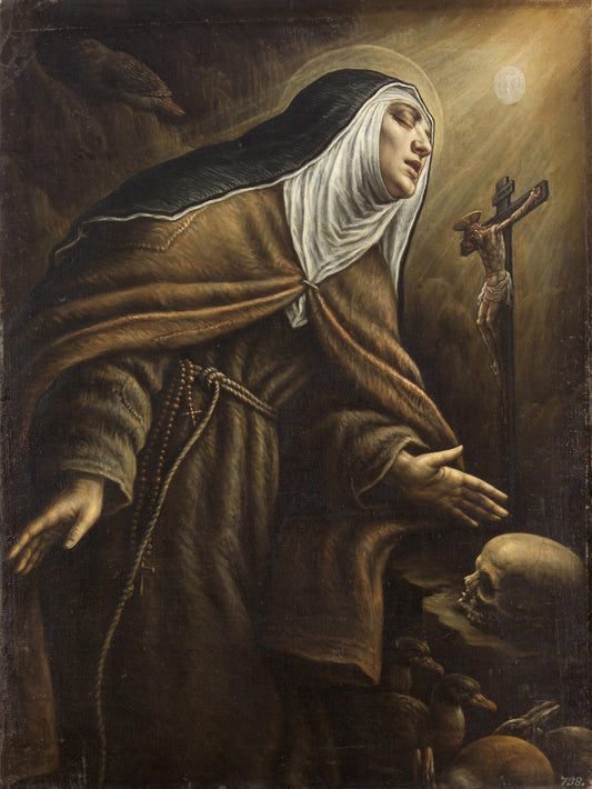 Sister Clara in Meditation, vintage artwork by Leandro Bassano, 12x8" (A4) Poster