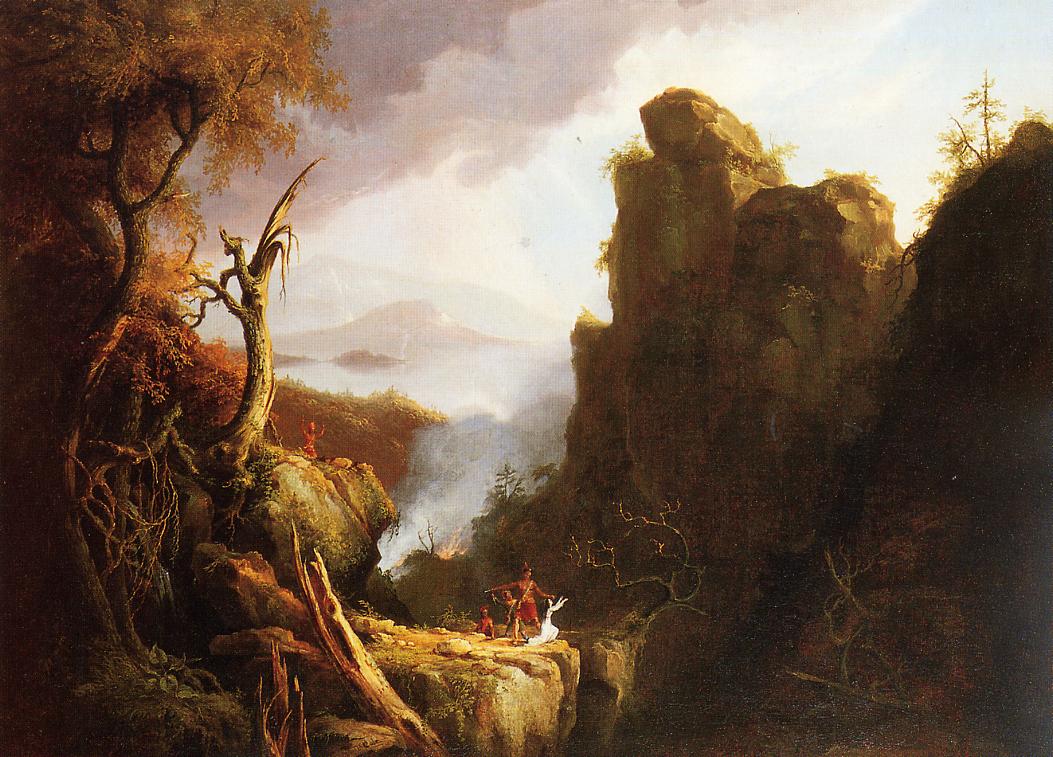 Indian Sacrifice, vintage artwork by Thomas Cole, A3 (16x12") Poster Print