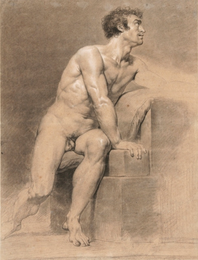 Academie, vintage artwork by Anne-Louis Girodet de Roussy-Trioson, 12x8" (A4) Poster