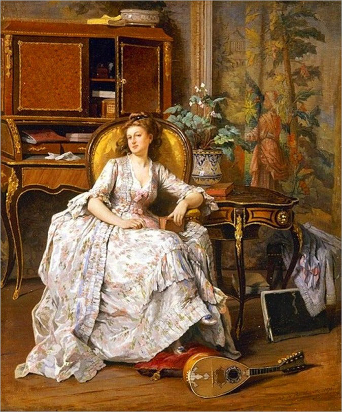 Daydreaming, vintage artwork by Adrien De Boucherville, 12x8" (A4) Poster