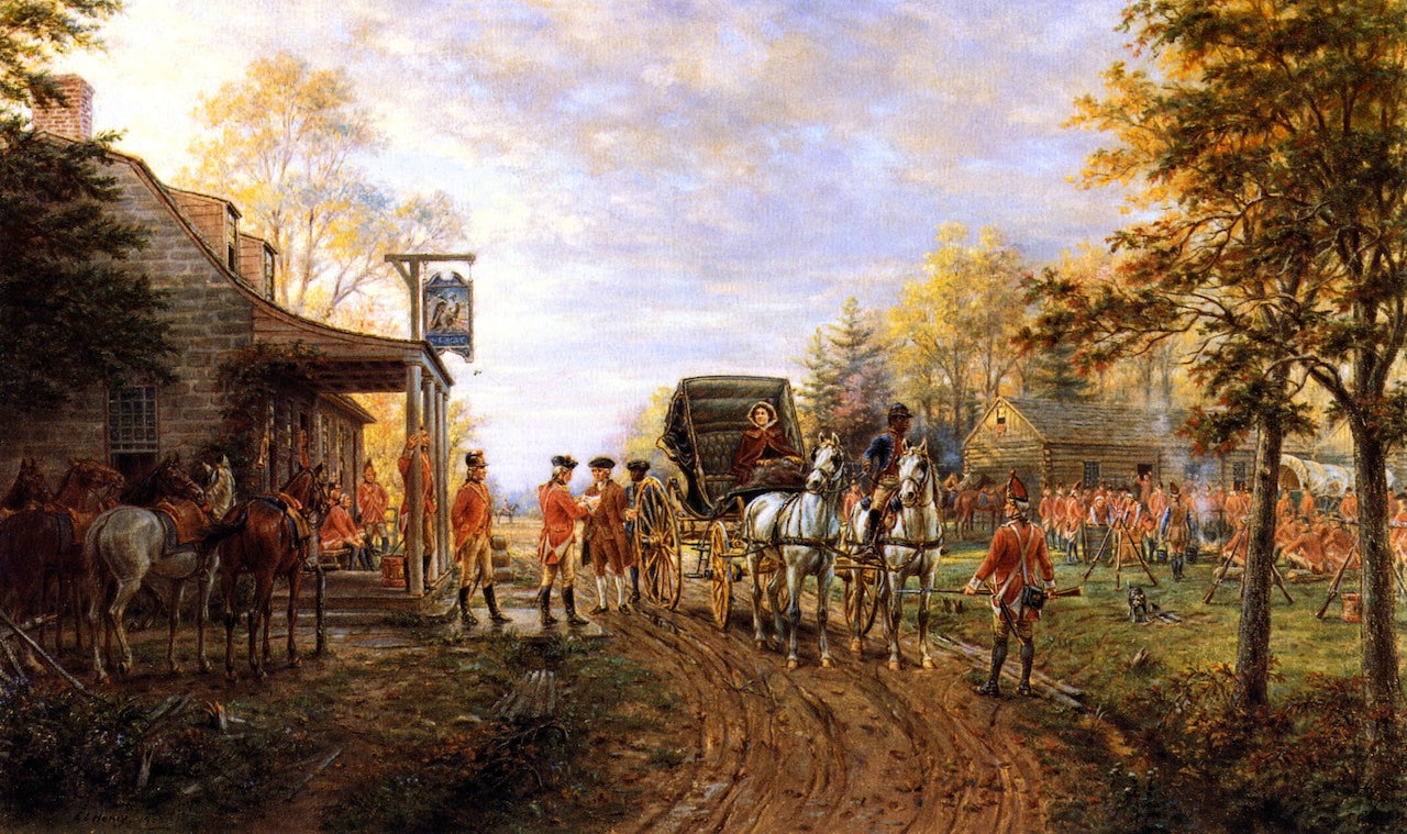 Passing the Outposts on the Old Kingsbridge Road, vintage artwork by Edward Lamson Henry, 12x8" (A4) Poster