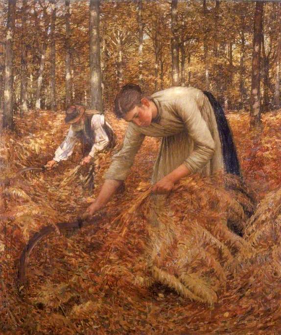 Gathering Bracken, vintage artwork by Henry Herbert la Thangue, 12x8" (A4) Poster