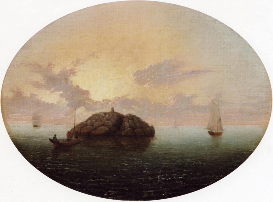Ships off Halfway Rock, vintage artwork by Mary Blood Mellen, A3 (16x12") Poster Print