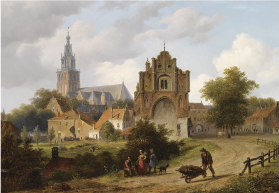 A View Of Nijmegen With The St. Stevenskerk And The Waag, vintage artwork by Bartholomeus Johannes van Hove, A3 (16x12") Poster Print