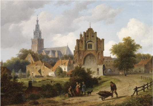 A View Of Nijmegen With The St. Stevenskerk And The Waag, vintage artwork by Bartholomeus Johannes van Hove, A3 (16x12") Poster Print